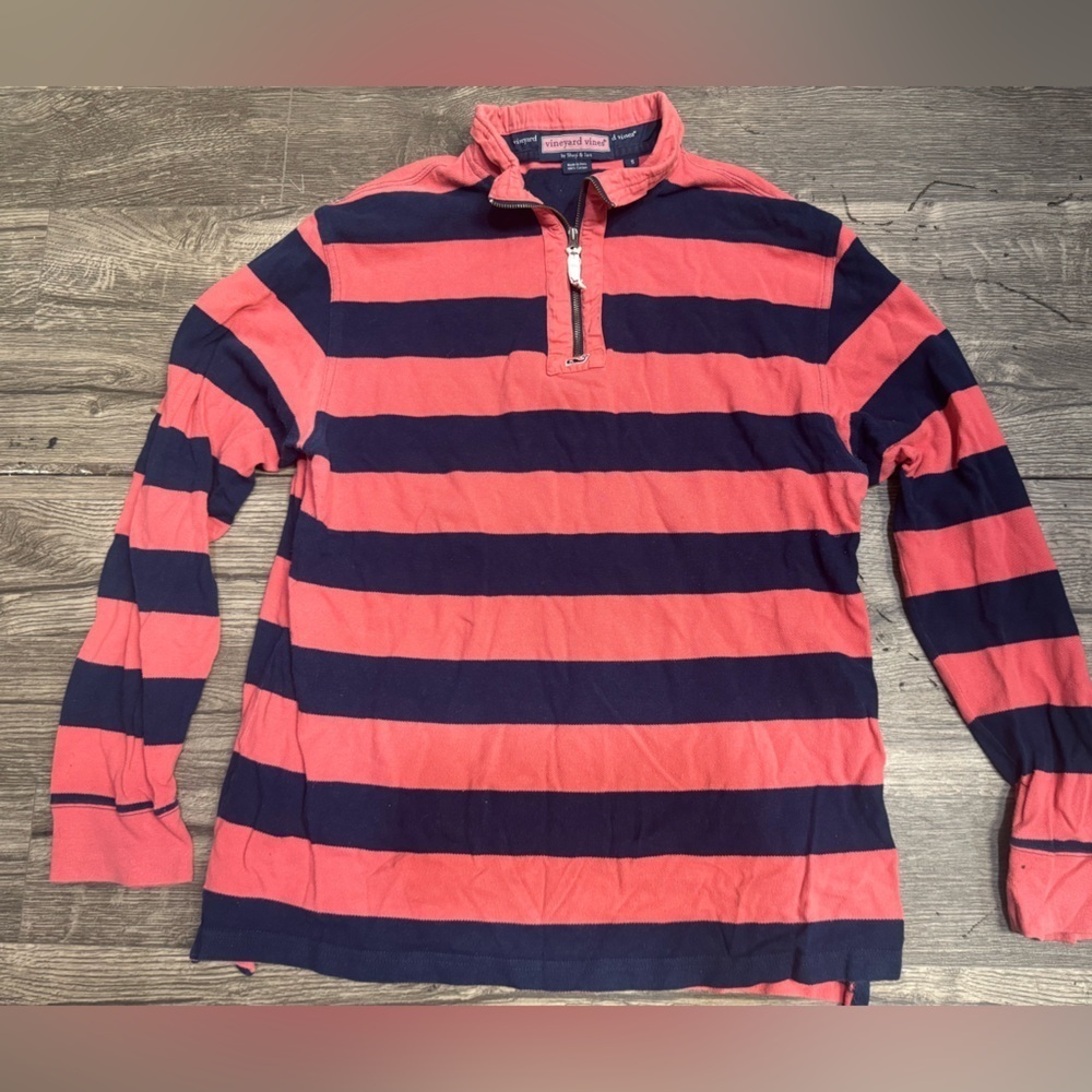 Vineyard Vines Pink and Navy Striped Sweater